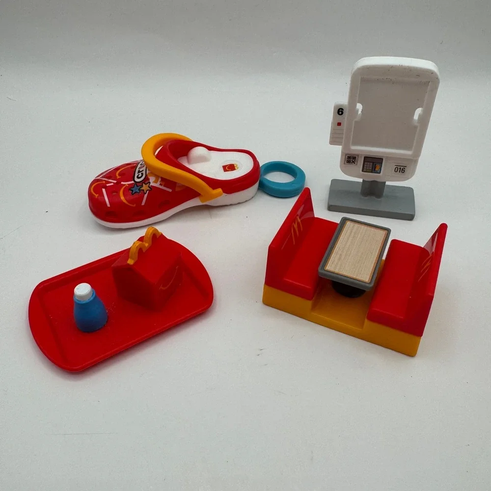McDonald's Happy Meal Toy Lot Red Yellow Crocs Keychain Booth Tray Menu